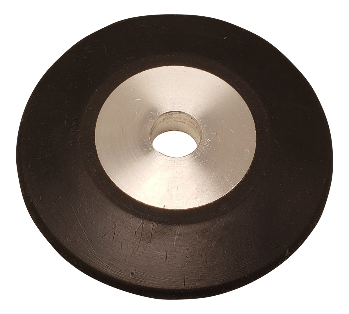 Contact Wheel, 4" Dia. x 1/2" W x 5/8" I.D., 70 Duro Rubber Radiused