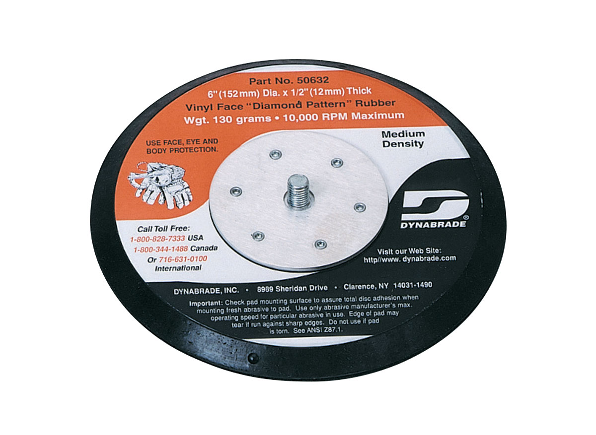 6" (152 mm) Dia. Non-Vacuum Disc Pad, Rubber-Face