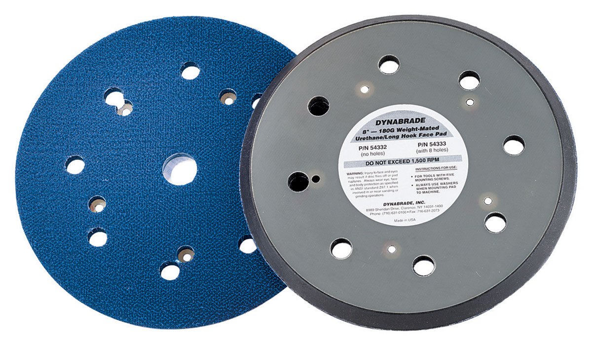 8" (203 mm) Dia. Vacuum Gear-Driven Disc Pad, Hook-Face, Long Nap