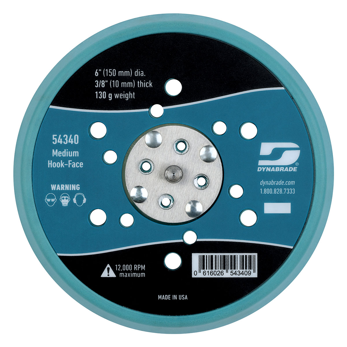 6" (152 mm) Dia. Vacuum Disc Pad, Multi-Hole, Hook-Face, Short Nap