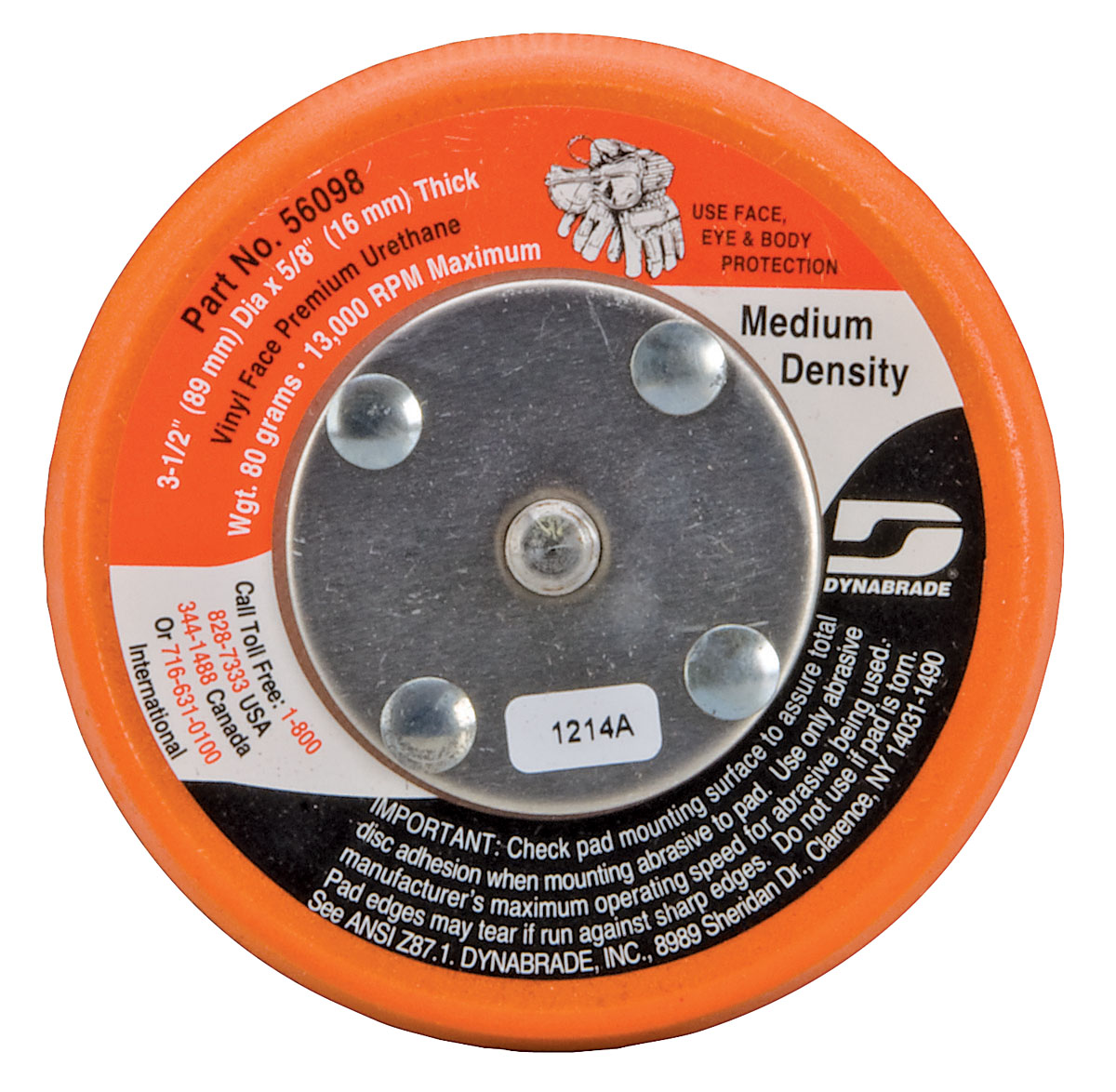 3-1/2" (89 mm) Dia. Non-Vacuum Disc Pad, Vinyl-Face