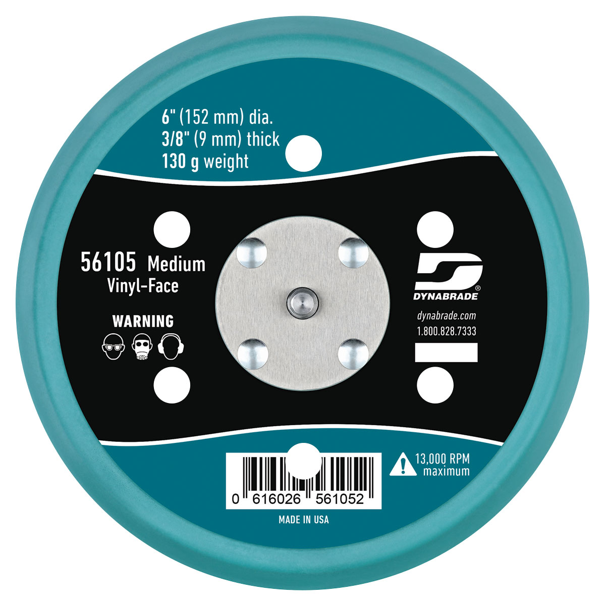 6" (152 mm) Dia. Vacuum Disc Pad, Vinyl-Face