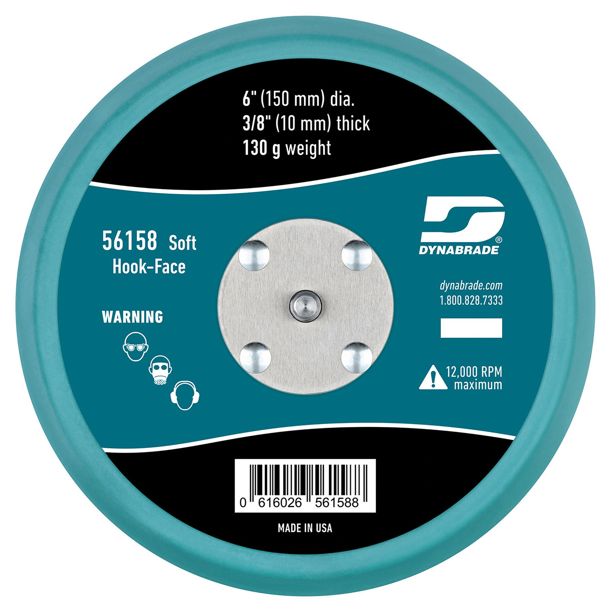 6" (152 mm) Dia. Non-Vacuum Disc Pad, Hook-Face, Short Nap