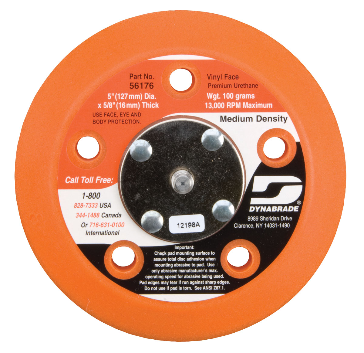 5" (127 mm) Dia. Vacuum Disc Pad, Vinyl-Face