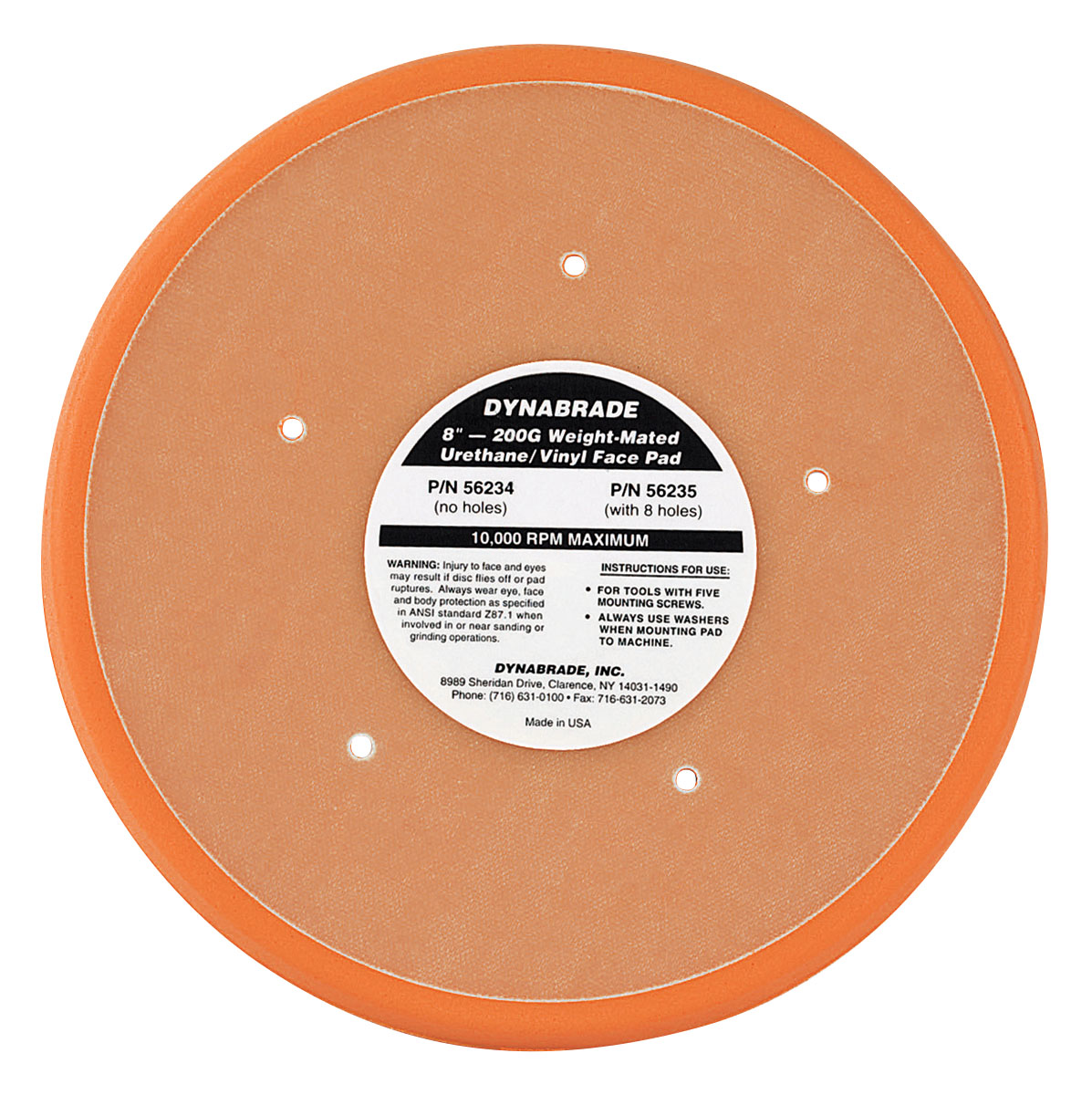 8" Non-Vacuum Disc Pad, Vinyl-Face