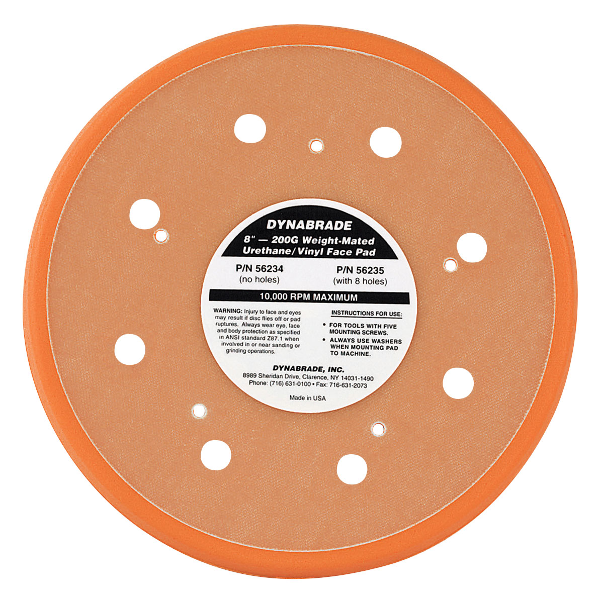 8" Dia. Vacuum Disc Pad, Vinyl-Face