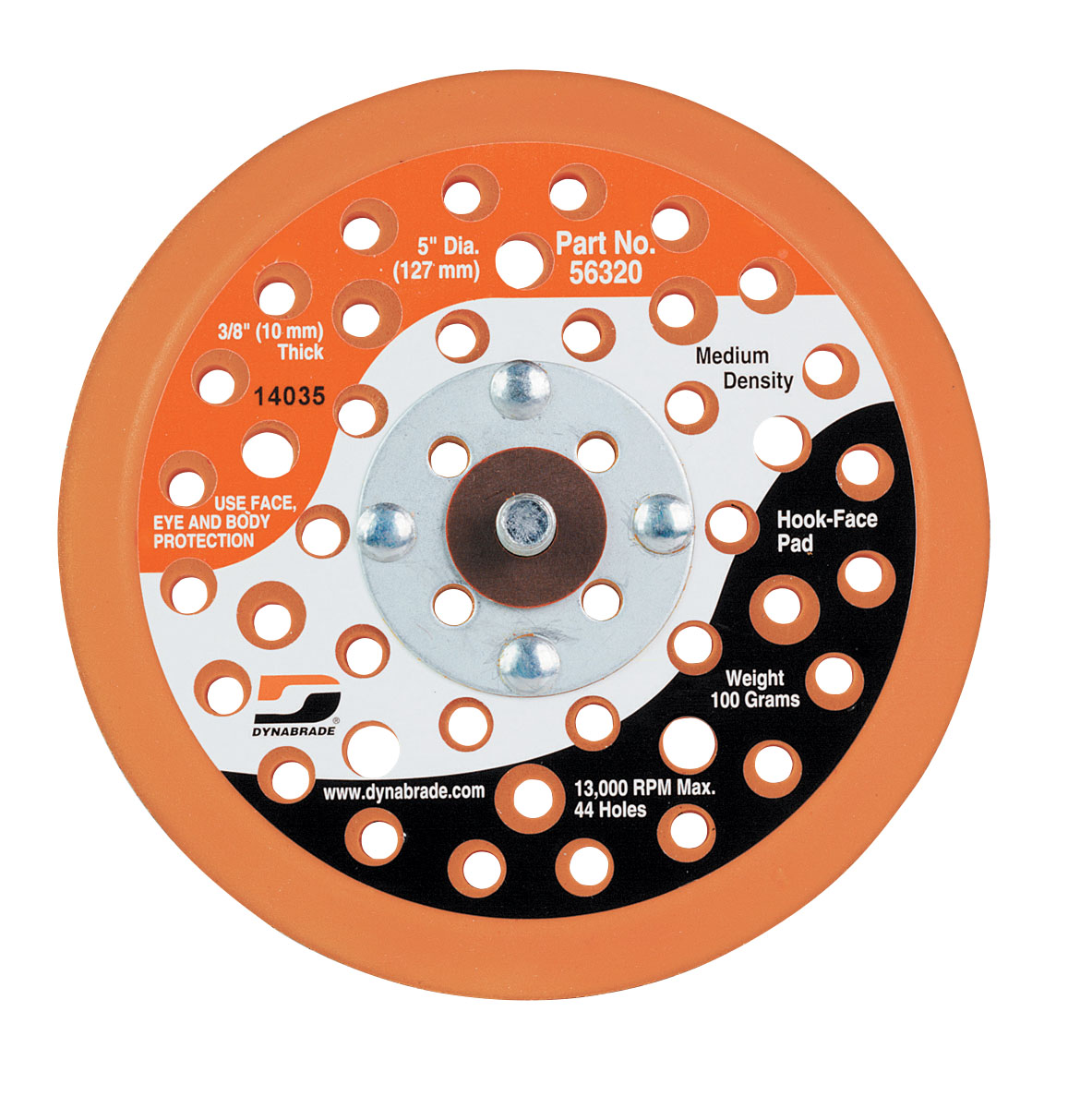 5" (127 mm) Dia. Vacuum Disc Pad, Hook-Face, 44 Holes