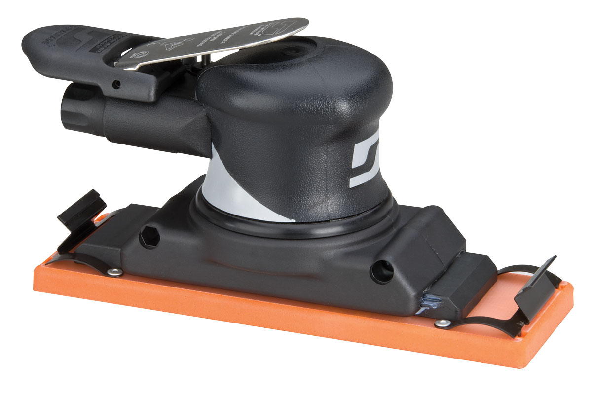 2-3/4" W x 8" L (70 mm x 203 mm) Dynaline Sander, Non-Vacuum with Clips: .3 hp, 2,400 SPM, 3/8" (10 mm) SL, Rear Exhaust