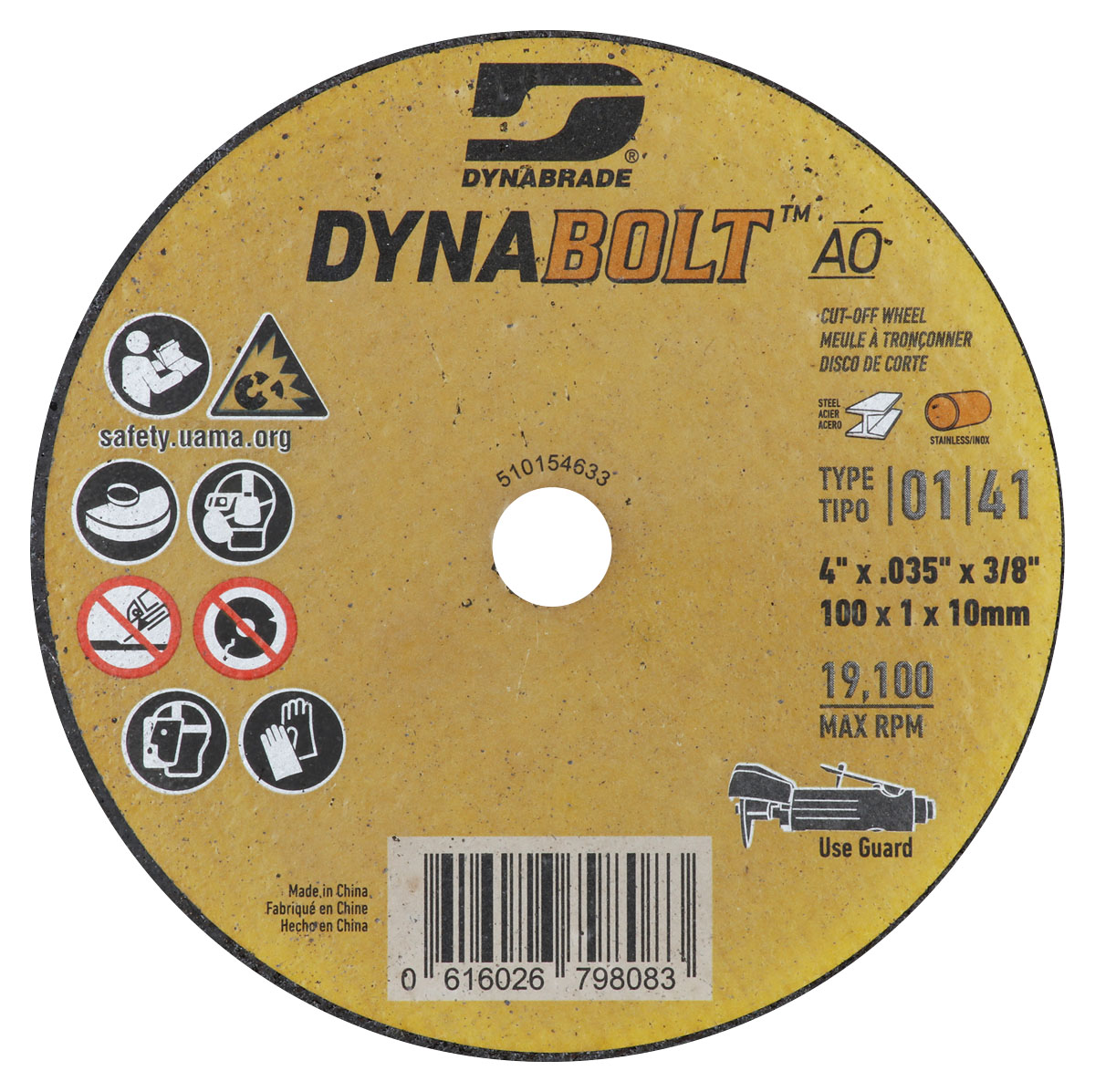 DynaBolt AO 4" x .035" x 3/8" T1 Cut-off Wheel
