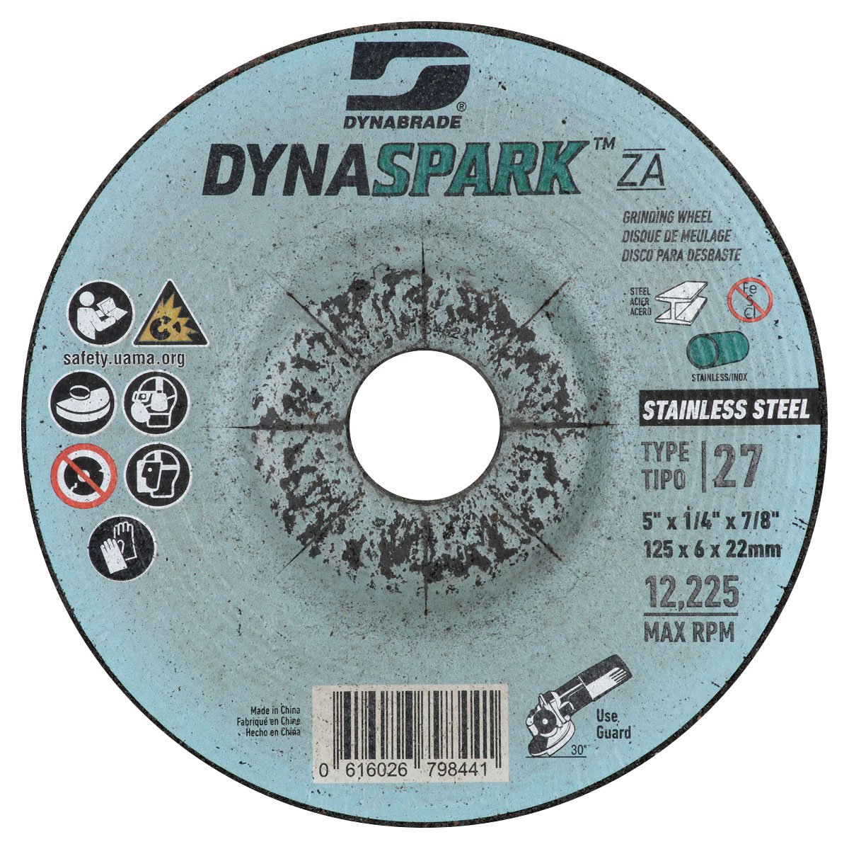 DynaSpark ZA SS 5" x 1/4" x 7/8" T27 Grinding Wheel