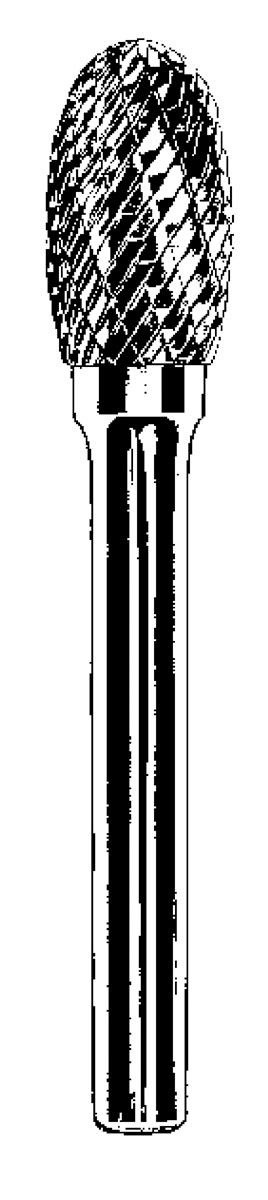 Carbide Burr, 1/8" (3 mm) Dia., SE-41 D/C Burr, Oval, 7/32" (6 mm) Flute L, 1/8" Shank